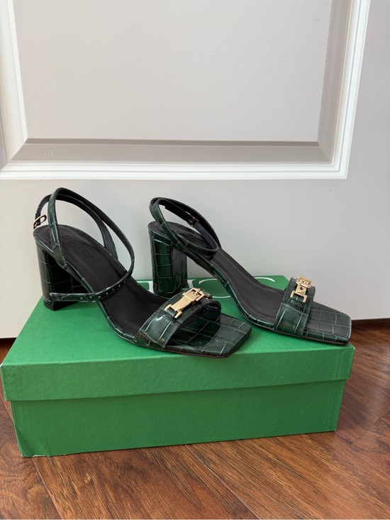 J. Crew Shoes - J Crew Evelyn Buckle-strapped sandal heels, croc embossed leather, Size 9 🐊
